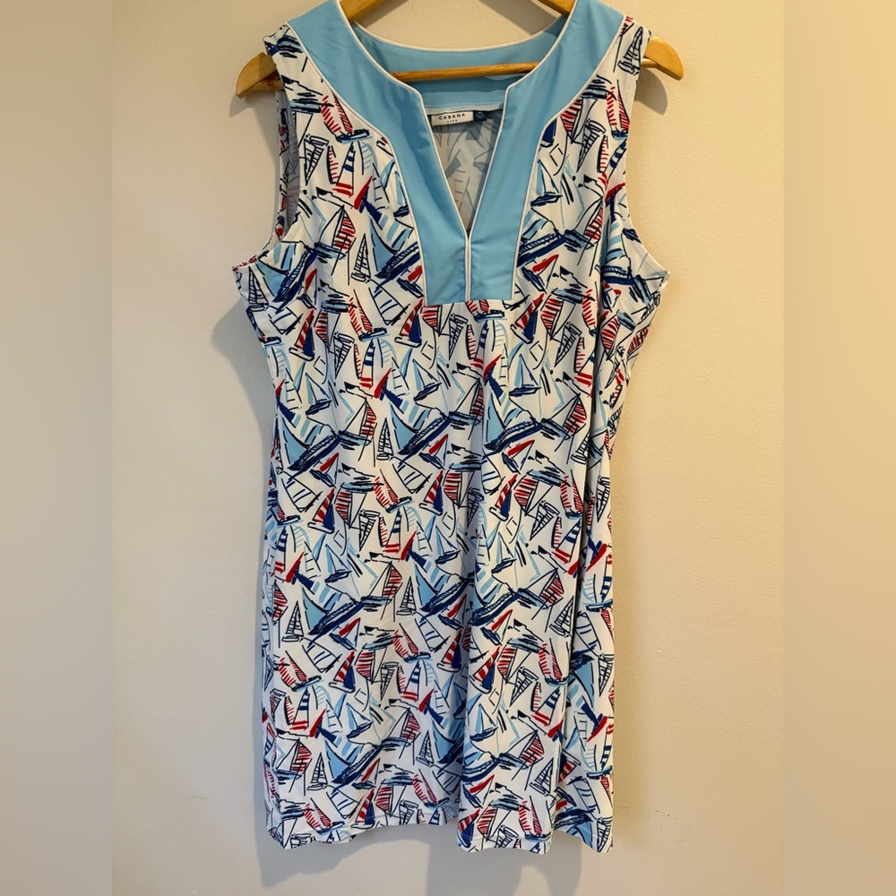 Cabana Life women’s blue sleeveless nautical tunic dress cover up sailboat XL - Picture 4 of 14